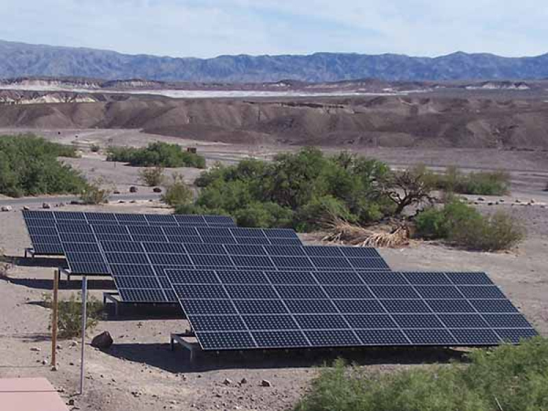 Solar panels in the desert.