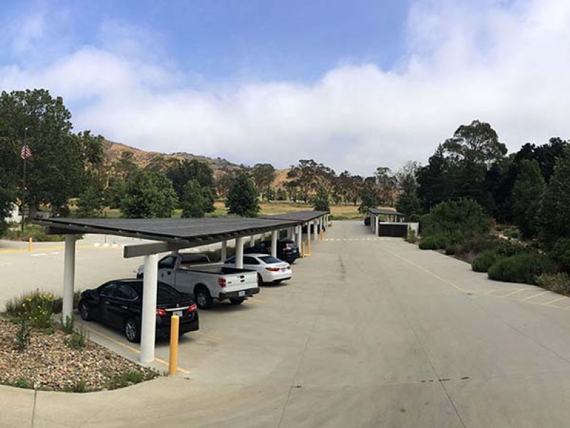 Santa Monica Mountains National Recreation Area parking lot and visitor center.