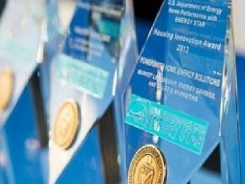 The Housing Innovation Awards trophies.