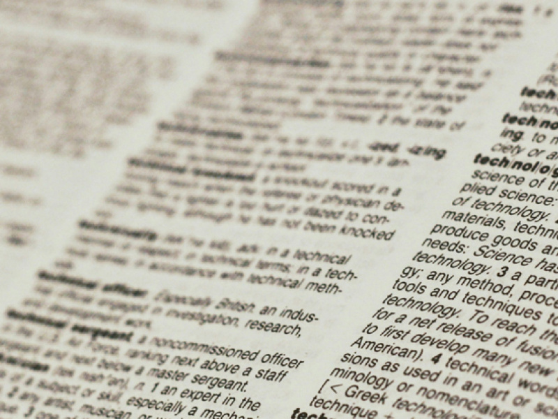 Pages of a dictionary