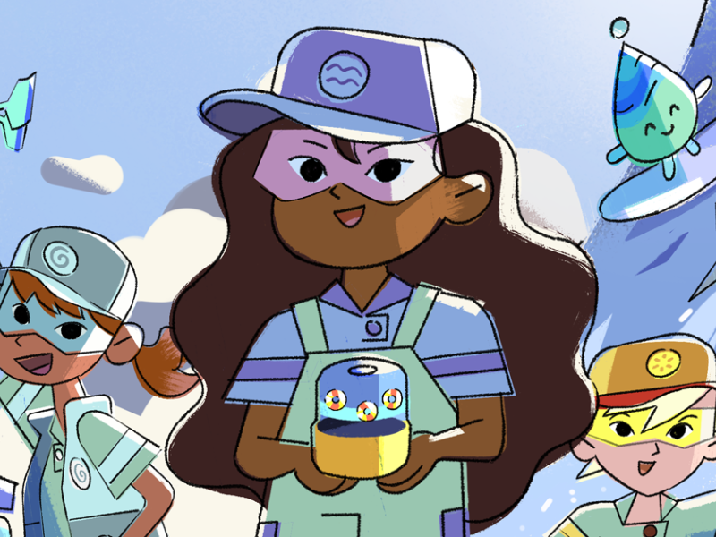 Animated characters from the Spark Squad Marine Energy comic book.