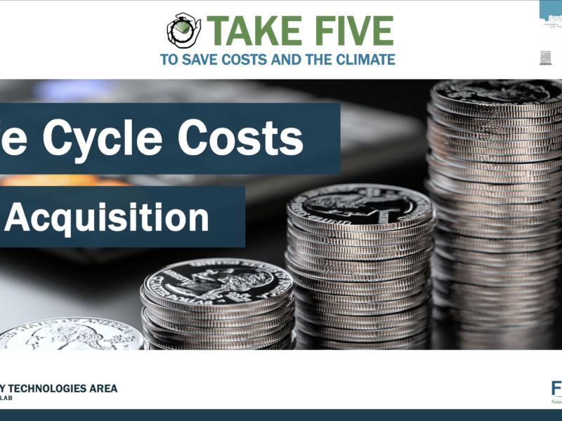 Title slide for the video, Take Five: Life Cycle Costs for Acquisition