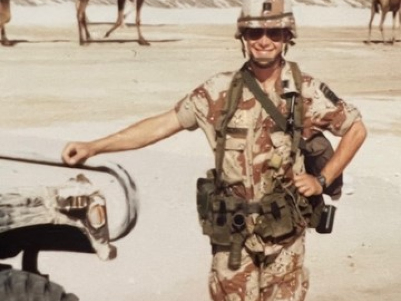 Tim Walsh Army photo with camels in background