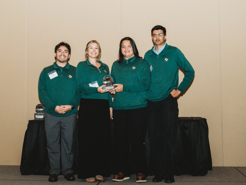 Students from California Polytechnic State University, San Luis Obispo pose shortly after winning the 2026 Hydropower Collegiate Competition. Photo courtesy of Ryan Ingwersen, National Laboratory of the Rockies 