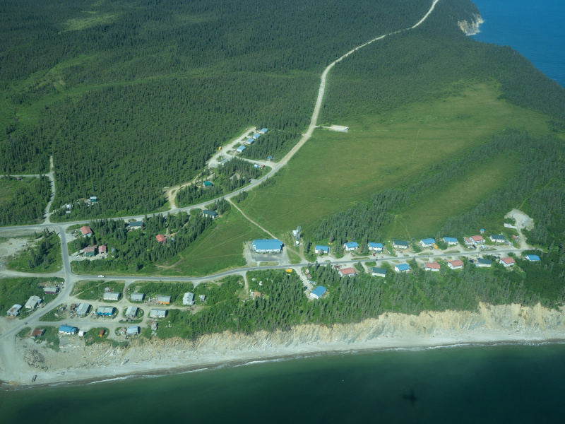 An aerial photo of a microgrid in Elim, Alaska during daytime. 