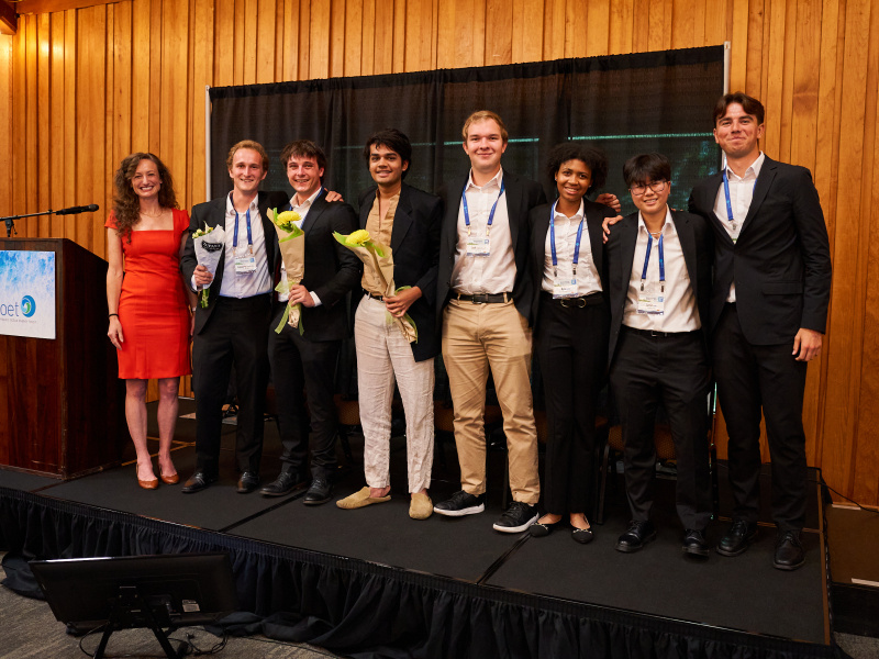 The University of Southern California's MECC team poses with H2O Director Nichole Fitzgerald after taking home the 2026 grand prize