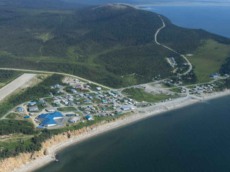 Aerial view of Elim Alaska, which is a community with a microgrid. 