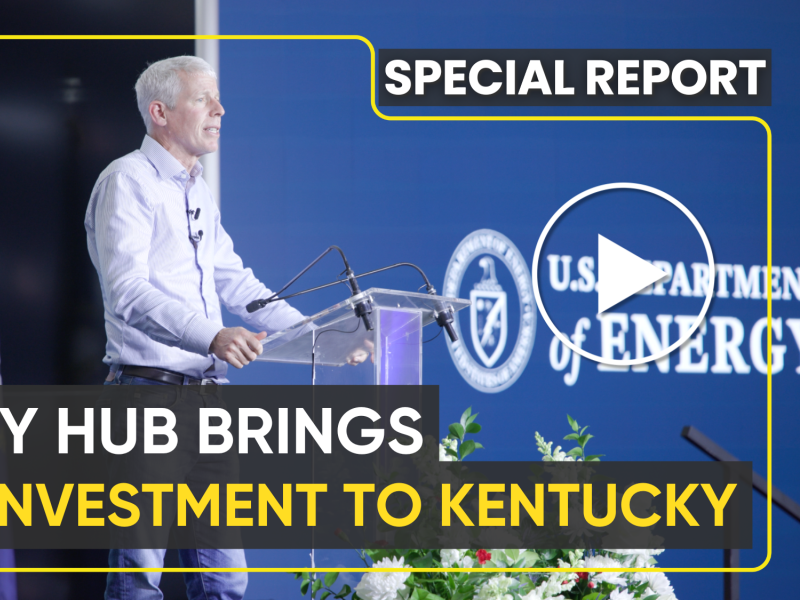 YouTube video thumbnail featuring the DOE Secretary standing behind a podium on a stage