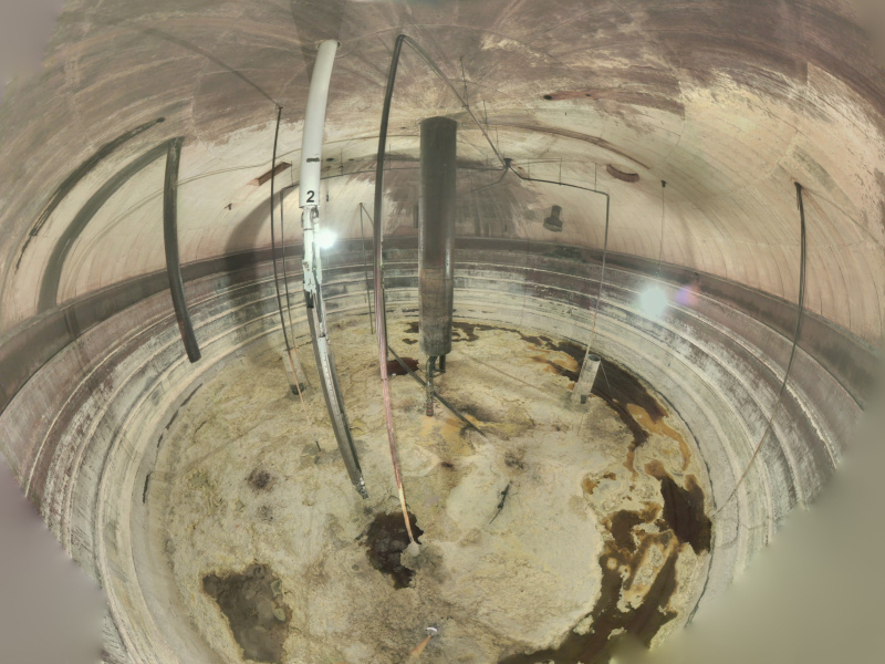 The inside of a waste tank at the Hanford site