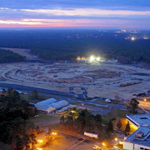 Aerial view of the construction site of the National Synchrotron Light Source II. Aerial view of the construction site of the National Synchrotron Light Source II.
