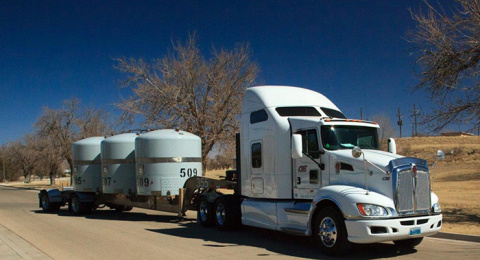 A driver transports transuranic waste to WIPP.