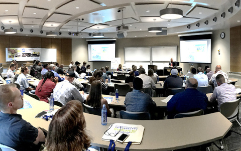 Washington River Protection Solutions Small Business Program Manager Haley Taylor presents procurement information at the recent “Meet the Buyer” event.