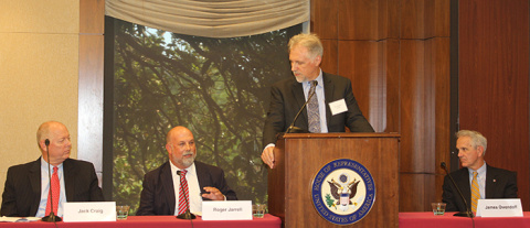 Left to right: Savannah River Operations Office Manager Jack Craig; Roger Jarrell, Senior Advisor to the Energy Secretary for EM; Ken Rueter, president of URS/CH2M Oak Ridge; and Acting EM Assistant Secretary Jim Owendoff.