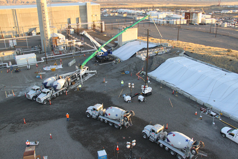 Thorough coordination and traffic planning enabled hundreds of safe grout truck deliveries