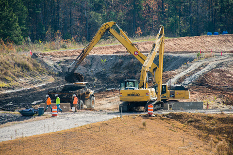 Workers will excavate and consolidate more than 400,000 cubic yards of ash in the Area D Ash Basin Project at Savannah River Site.