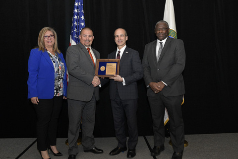 Soni Blanco, Senior Technical Program Manager for Planning and Coordination, SRS; Charles Comeau, Deputy Federal Project Director, SDU Project; DOE Under Secretary of Energy Mark Menezes; and Thomas Johnson, Associate Deputy Manager, SRO Office.