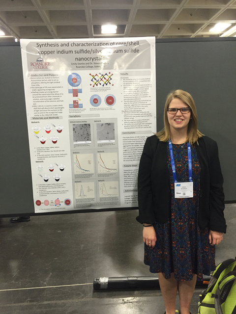 Emily Searles presents a poster of her research conducted as a Savannah River National Laboratory intern at the laboratory’s poster presentation.