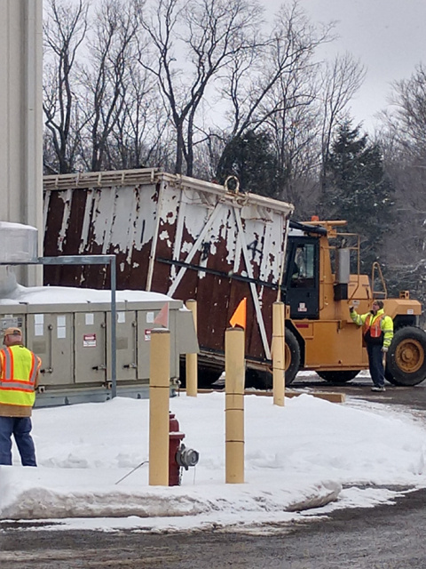 The vessel known as the Dissolver, or 3C-1, is transferred to the Remote-Handled Waste Facility at the West Valley Demonstration Project for processing.