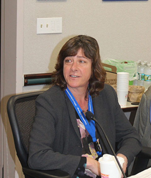 EM Assistant Secretary Anne White speaks to members of the Environmental Management Advisory Board at DOE headquarters.