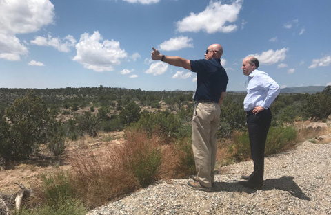 DOE Under Secretary for Science Paul Dabbar discusses ongoing legacy cleanup at Los Alamos National Laboratory with EM-LA manager Doug Hintze.