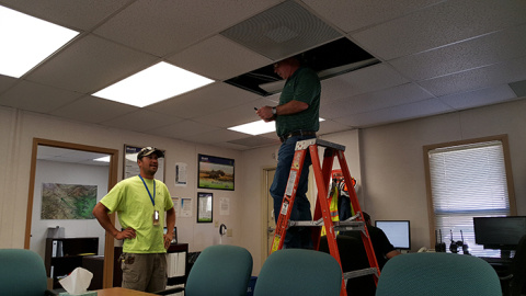 The team examined equipment such as lighting, air conditioning units, and water pumps. 