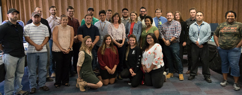 EM Assistant Secretary Anne White, center, gathers with members of the Waste Isolation Pilot Plant Young Professionals group.