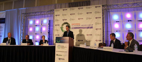 Members of the panel titled, “Progress on Hanford Tanks and Waste Treatment Mission” discuss a shift from construction to operations for portions of the Waste Treatment and Immobilization Plant.