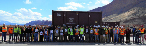 Moab Uranium Mill Tailings Remedial Action Project partners celebrated a milestone in 2018 after safely shipping 9 million tons of residual radioactive material from a former uranium-ore processing facility in Moab to an engineered disposal cell.