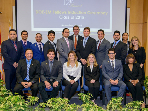 Members of the DOE Fellows Class of 2018 gather with DOE and Florida International University (FIU) officials