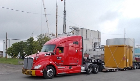 A Buffalo Fuel Corporation truck leaves the West Valley Demonstration Project Site with a waste shipment for disposal. The subcontract with the company was obtained using the Supply Chain Management Center’s eSourcing tool. 