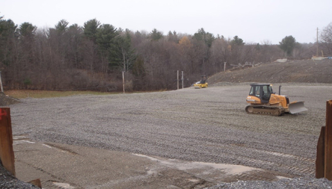 Crews stabilize the Building H2 excavation site at the Separations Process Research Unit to prepare for the 2019 winter season.