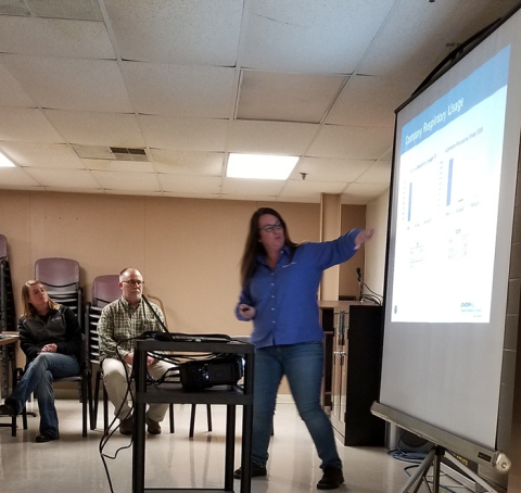 During a trip to MSA Safety, Inc.'s facility in North Carolina, Tonya Bean with Hanford Site contractor CH2M HILL Plateau Remediation Company provided an overview of Hanford and showed MSA Safety’s leaders how their respirators are used at the site.