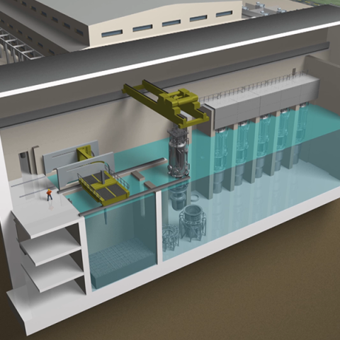 Mock up of a small modular reactor refueling