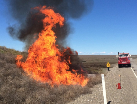 Preparations by the Hanford Site Fire Department before the wildland fire season begins include burning tumbleweeds and excessive brush, clearing vegetation to stop or slow the spread of fire.