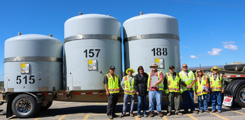EM Assistant Secretary Anne White joins waste management staff from Newport News Nuclear BWXT-Los Alamos at Los Alamos National Laboratory (LANL) to mark the second shipment of transuranic waste from LANL’s Area G.