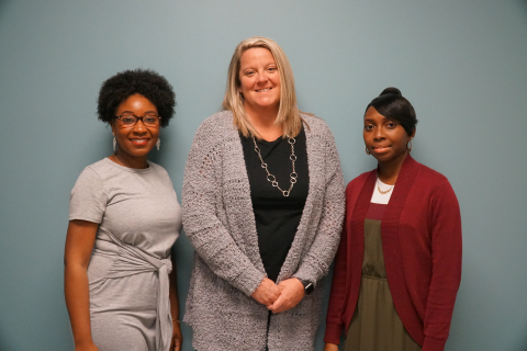 Savannah River Remediation has hired former teachers to aid in its training program. From left are Carissa Smith, Erin Smith, and Rachel Williams.