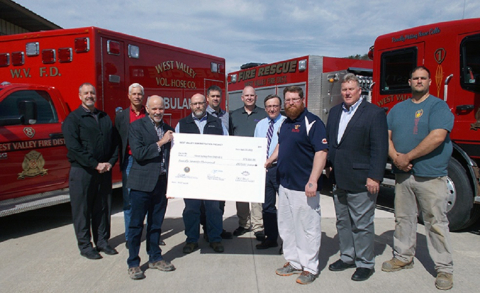 Representatives from EM, cleanup contractor CH2MHILL BWXT West Valley (CHBWV), and the New York State Energy Research and Development Authority recently presented checks to Bertrand Chaffee Hospital, Mercy Flight, and the West Valley Fire District.