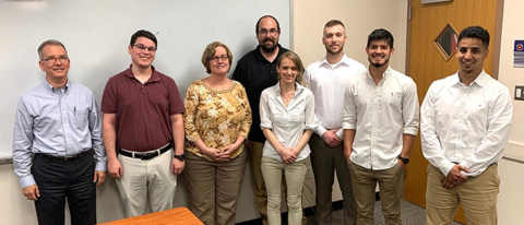 Left to right, Savannah River Remediation mentors David Burke, Ian Wright, Susan Lawson, and William Spurlin; and University of South Carolina-Aiken students Elizabeth Rustad, Jacob Barr, Daniel Orillac-Medica, and Yasser Alzahrani.