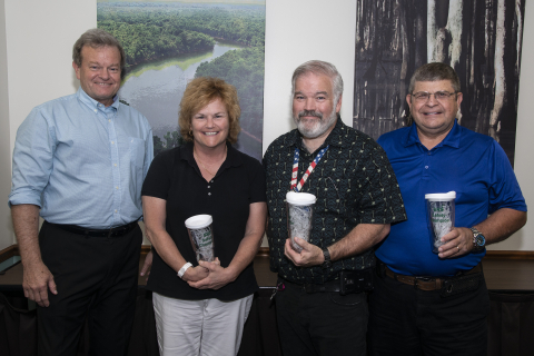 From left, Savannah River Nuclear Solutions Executive Vice President and Chief Operations Officer Dennis Carr with Savannah River Site CPR and first aid trainers Dr. Lisa Sanders, Kevin O’Donnell, and John Raeth.