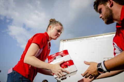 EM Paducah Site interns Tristan Alexander and Kyle Garner have helped the site collect over 19,000 pounds of food for local nonprofits during the Feds Feed Families campaign. 