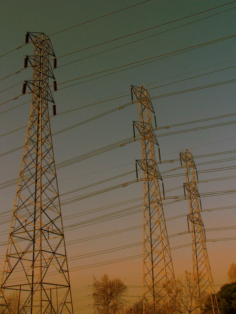 Power lnes at sunset