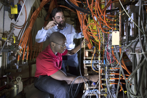 Intern Steven Snell at the AGS, where he is helping reprogram the cooling system that supports experiments at RHIC. Intern Steven Snell at the AGS, where he is helping reprogram the cooling system that supports experiments at RHIC.