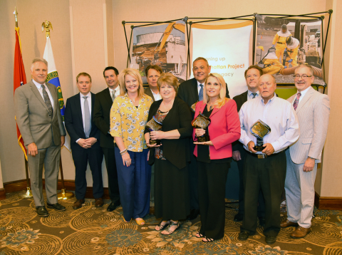 UCOR President and CEO Ken Rueter, far left, and EM’s Ike White, second from left, join representatives of the UCOR Small Business Award winners