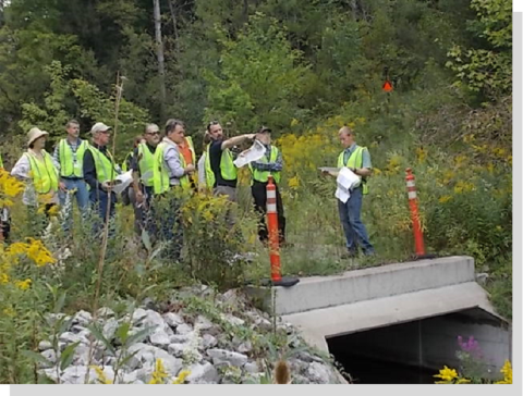 Members of the West Valley Citizen Task Force, a community advisory group, tour the West Valley Demonstration Project Site. Employees at the site regularly communicate with stakeholders about the site’s environmental stewardship efforts.