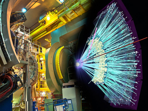 The PHENIX detector at Brookhaven National Laboratory's Relativistic Heavy Ion Collider (RHIC) records many different particles emerging from RHIC collisions, including photons, electrons, muons, and quark-containing particles called hadrons. The PHENIX detector at Brookhaven National Laboratory's Relativistic Heavy Ion Collider (RHIC) records many different particles emerging from RHIC collisions, including photons, electrons, muons, and quark-containing particles called hadrons.
