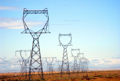 Power lines in a field