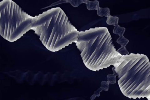 UC Berkeley and Berkeley Lab researchers created a new crystal built of a spiraling stack of atomically thin germanium sulfide sheets. 