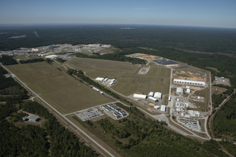 An aerial view of the Savannah River Site solid waste management program area.