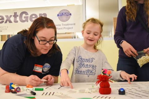 Several employees with Bechtel National, Inc., the EM Hanford Site Waste Treatment and Immobilization Plant contractor, volunteered for the “Introduce a Girl to Engineering” event at the Richland Public Library in Washington 