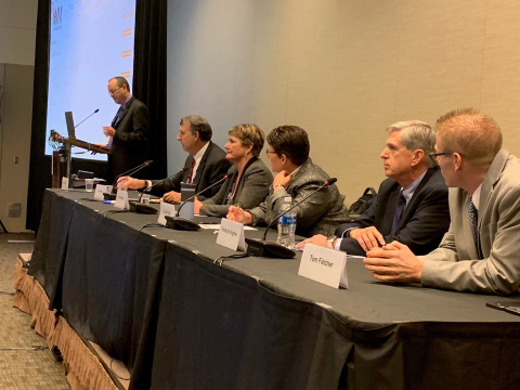 EM headquarters and field site officials at the Waste Management Symposia discussed the start up of major liquid waste treatment facilities. From left, EM Principal Deputy Assistant Secretary Todd Shrader; EM Office of Technology Development Director Kurt